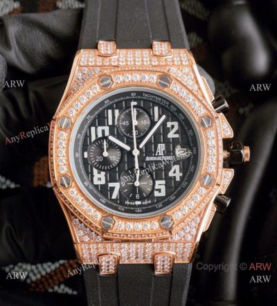 Replica Audemars Piguet Royal Oak Offshore Watch Rose Gold Iced Out